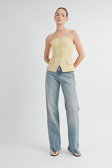 Button Down Bustier Tube Top