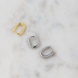 Oval Pavé Huggies