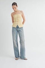 Button Down Bustier Tube Top