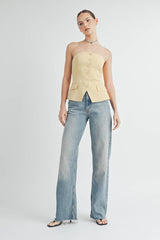 Button Down Bustier Tube Top