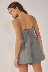 Sleeveless Plaid Relaxed Romper