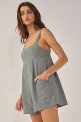 Sleeveless Plaid Relaxed Romper