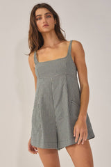 Sleeveless Plaid Relaxed Romper