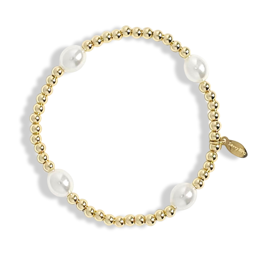 Pearl and Gold Filled Beaded Bracelets