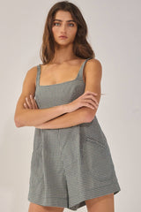 Sleeveless Plaid Relaxed Romper