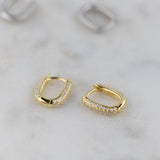 Oval Pavé Huggies