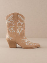 The Bailey | Apricot Embroidered Cowboy Bootie