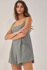 Sleeveless Plaid Relaxed Romper