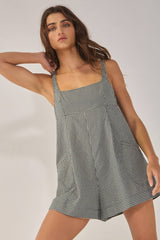 Sleeveless Plaid Relaxed Romper
