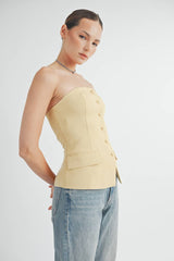 Button Down Bustier Tube Top