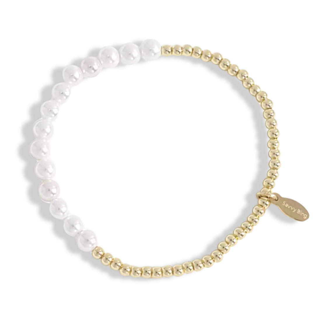 Pearl and Gold Filled Beaded Bracelets