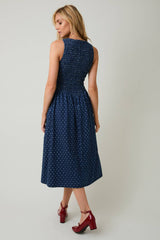 Denim Polka Dot Midi Dress