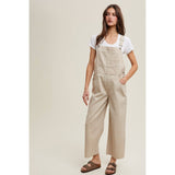 Gingham Denim Overall - Cream/Taupe