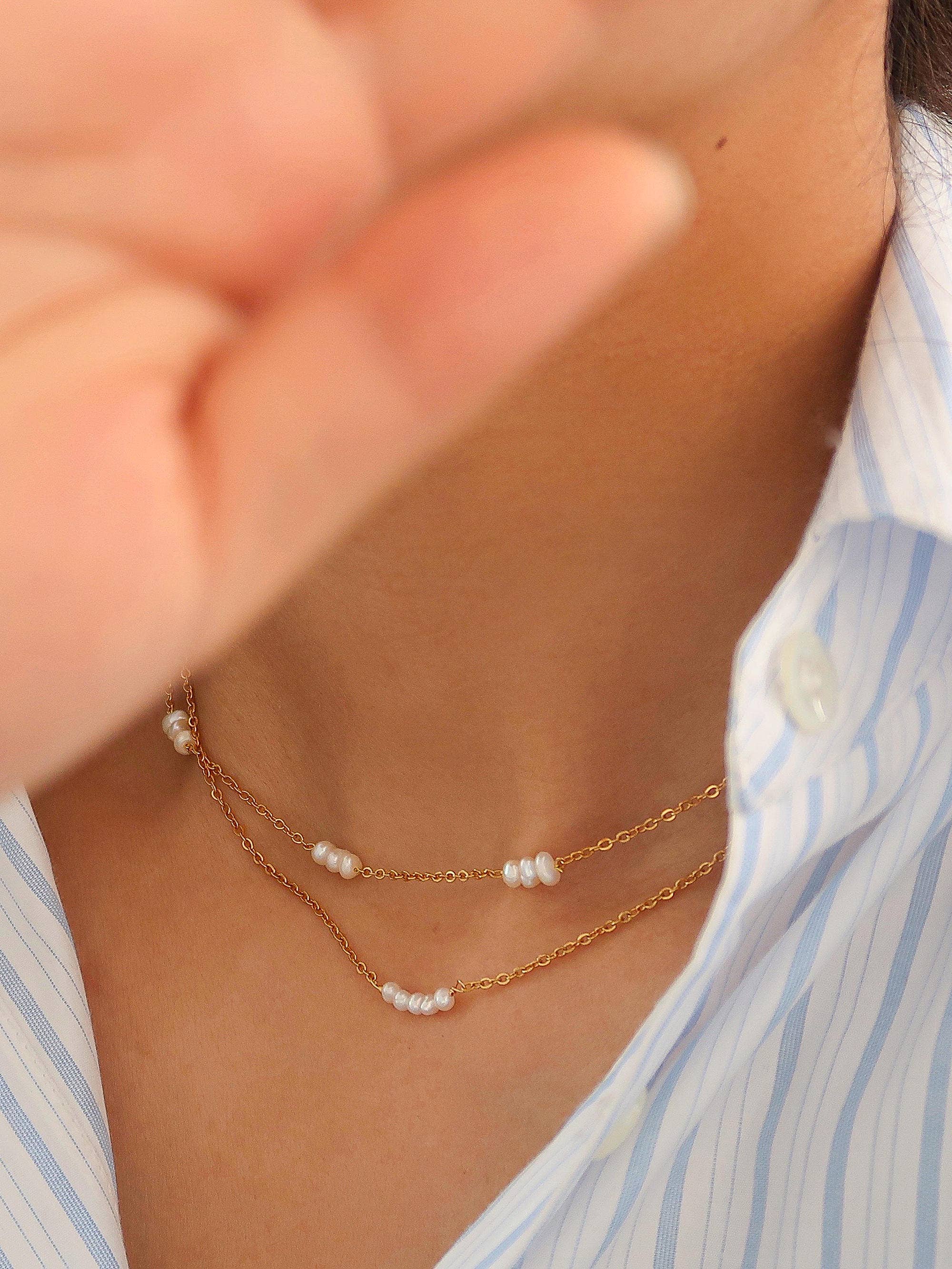 18K Non-Tarnish Petite Pearl Choker