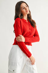 Knit Wool Cardigan - Red