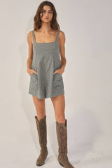Sleeveless Plaid Relaxed Romper