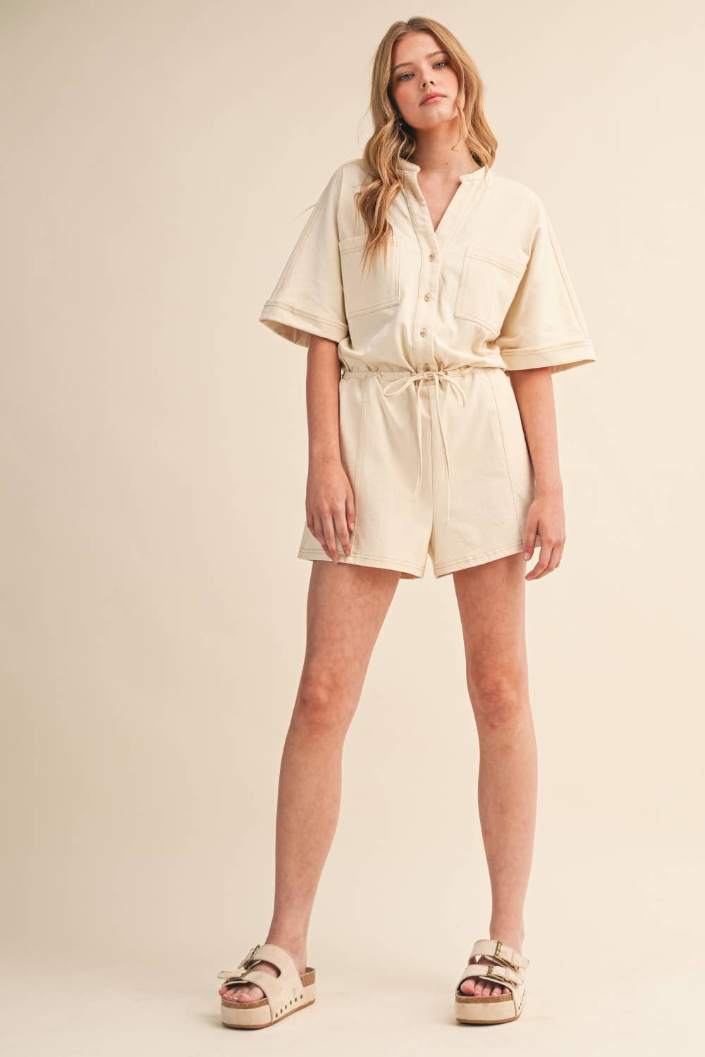 Short Sleeve Stitch Romper