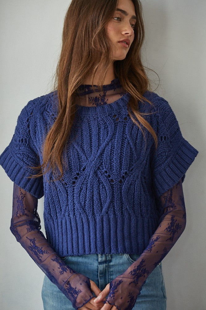 Thick Knit Short Sleeve Sweater