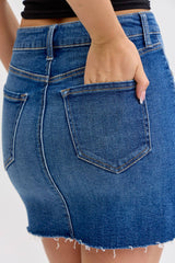 Basic Mid Waisted Mini Skirt - Raw Hem