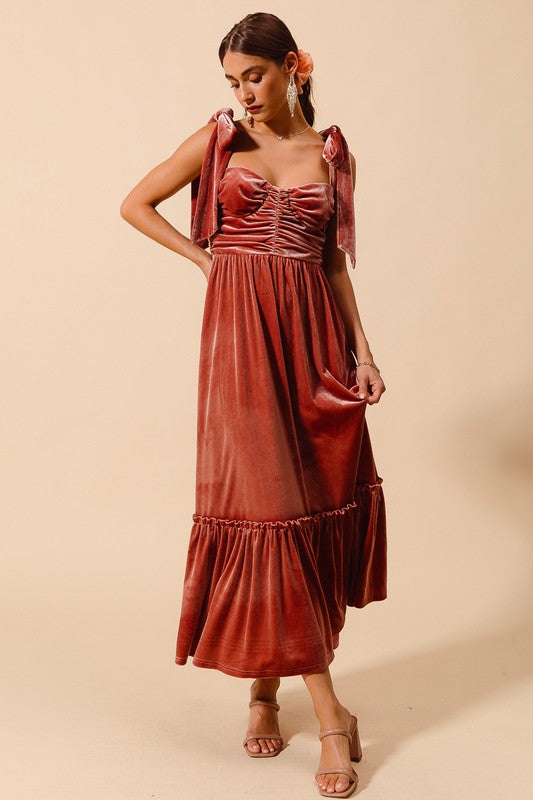 Velvet Ribbon Strap Dress
