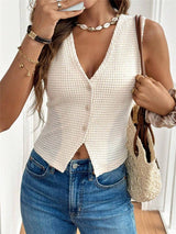 Textured Waistcoat Buttoned Vest
