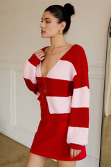 Bella Pink + Red Cardigan