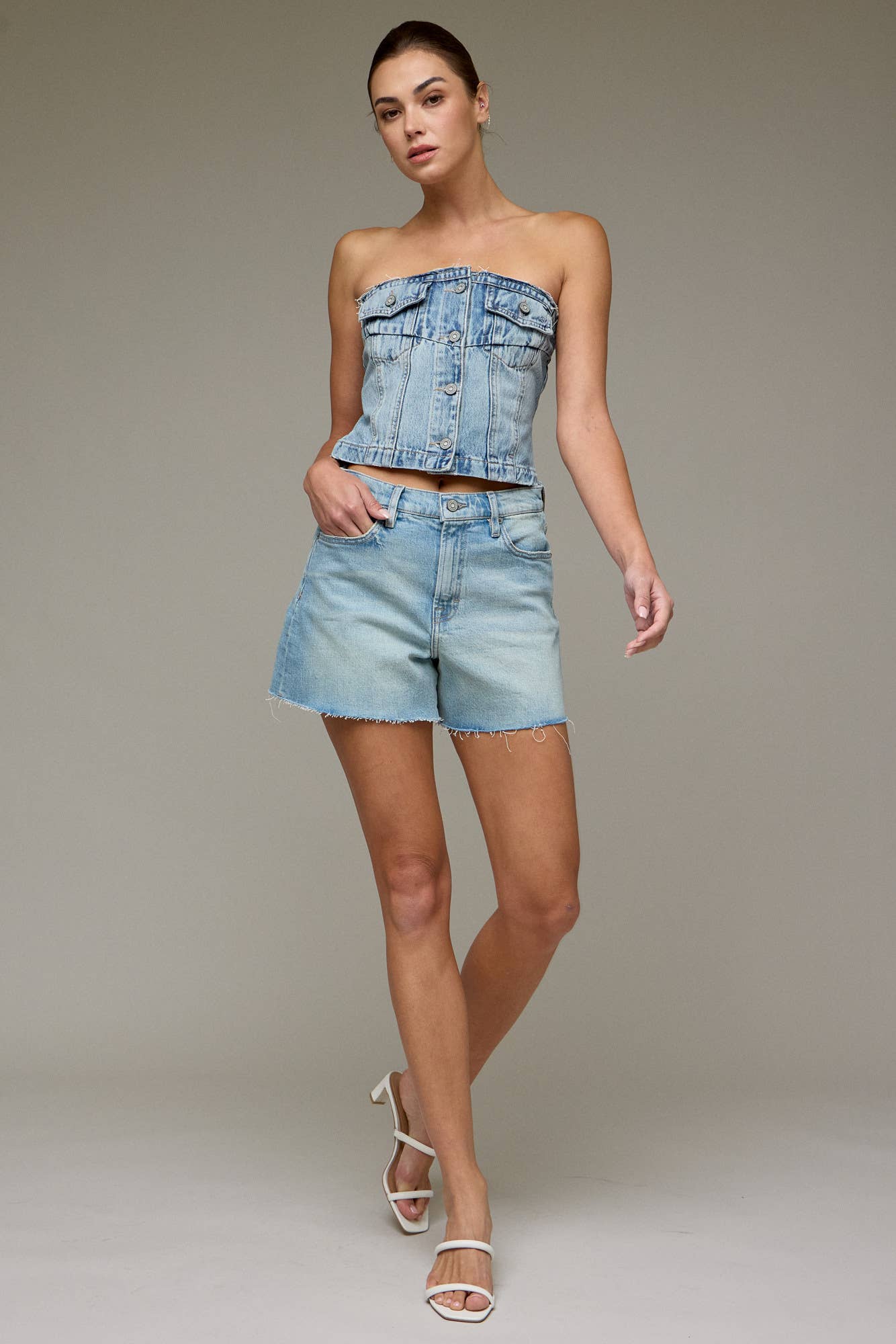 Raw Hem A Line Shorts
