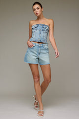 Raw Hem A Line Shorts