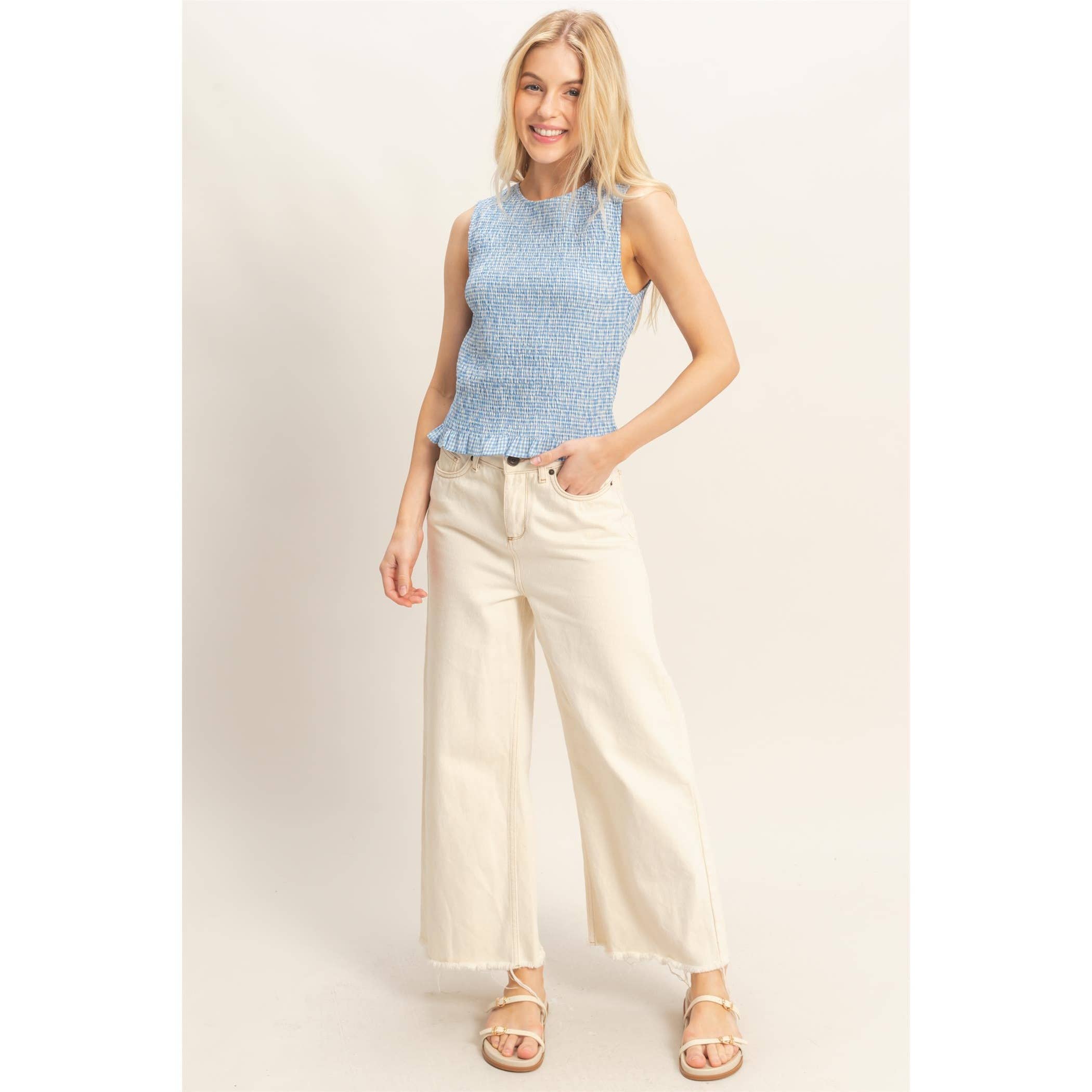 Smocked Sleeveless Top