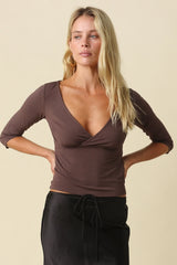 Mia Surplice V-Neck Knit Top