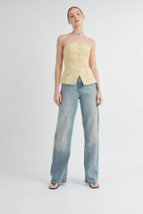 Button Down Bustier Tube Top