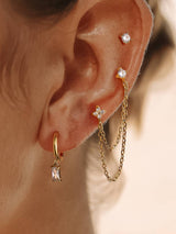 Roussa 18K Gold Non-Tarnish CZ Chain Earring Set