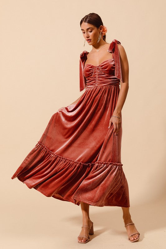 Velvet Ribbon Strap Dress