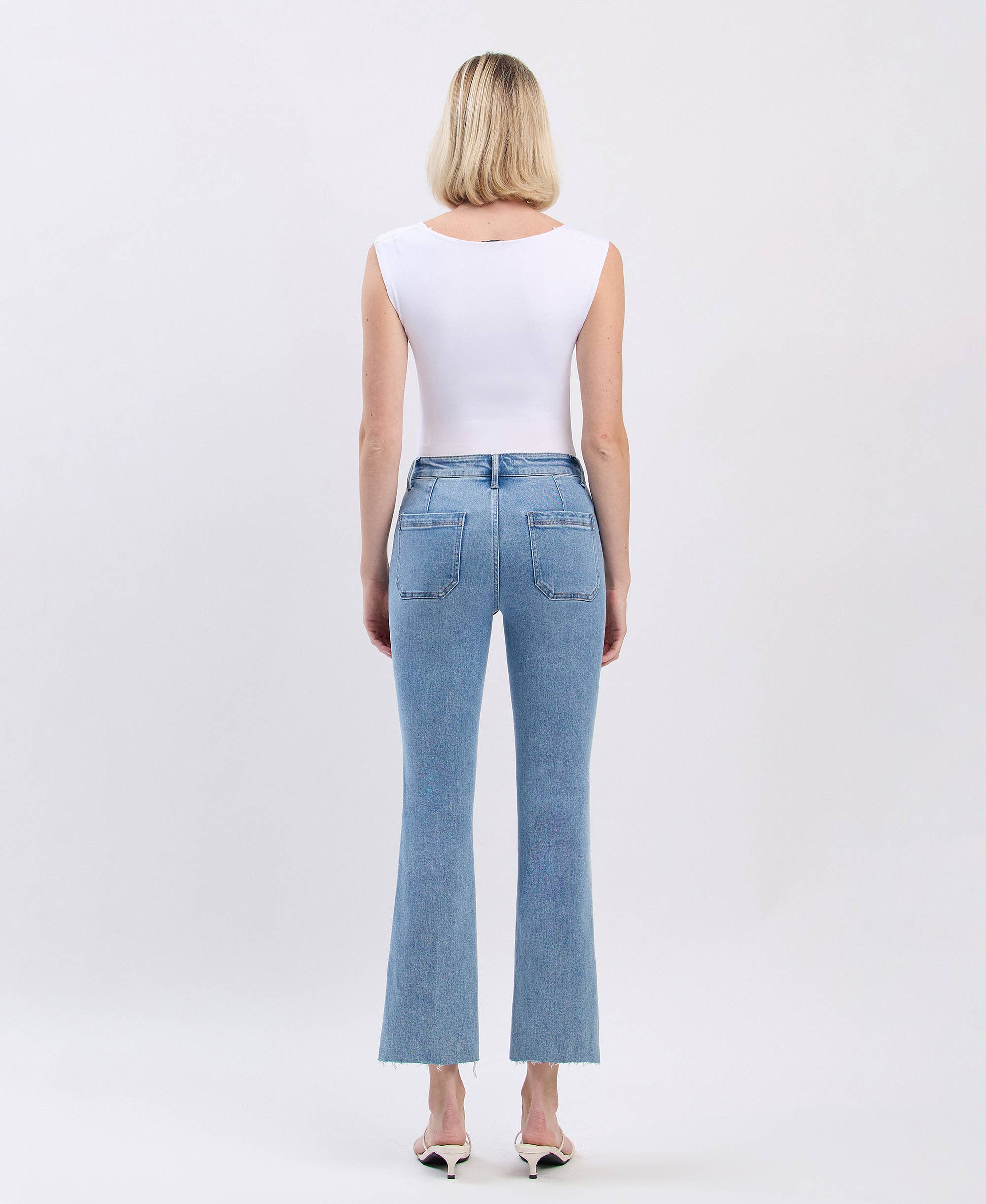 Patch Pocket Crop Flare Jeans