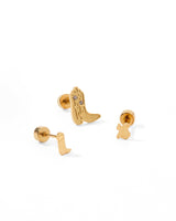 Screwback Stud Earrings - Petite Cowgirl Boot