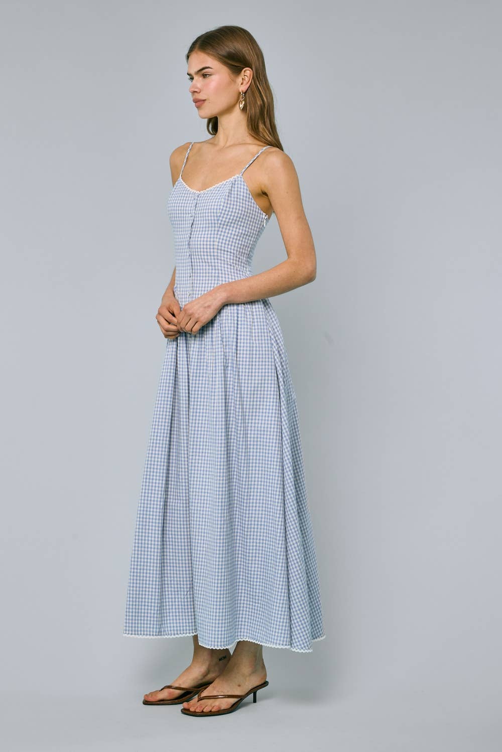 Vintage Check V-neck Dress