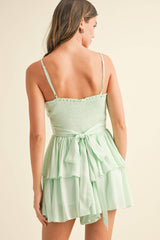 Tiered Flare Romper - Mint