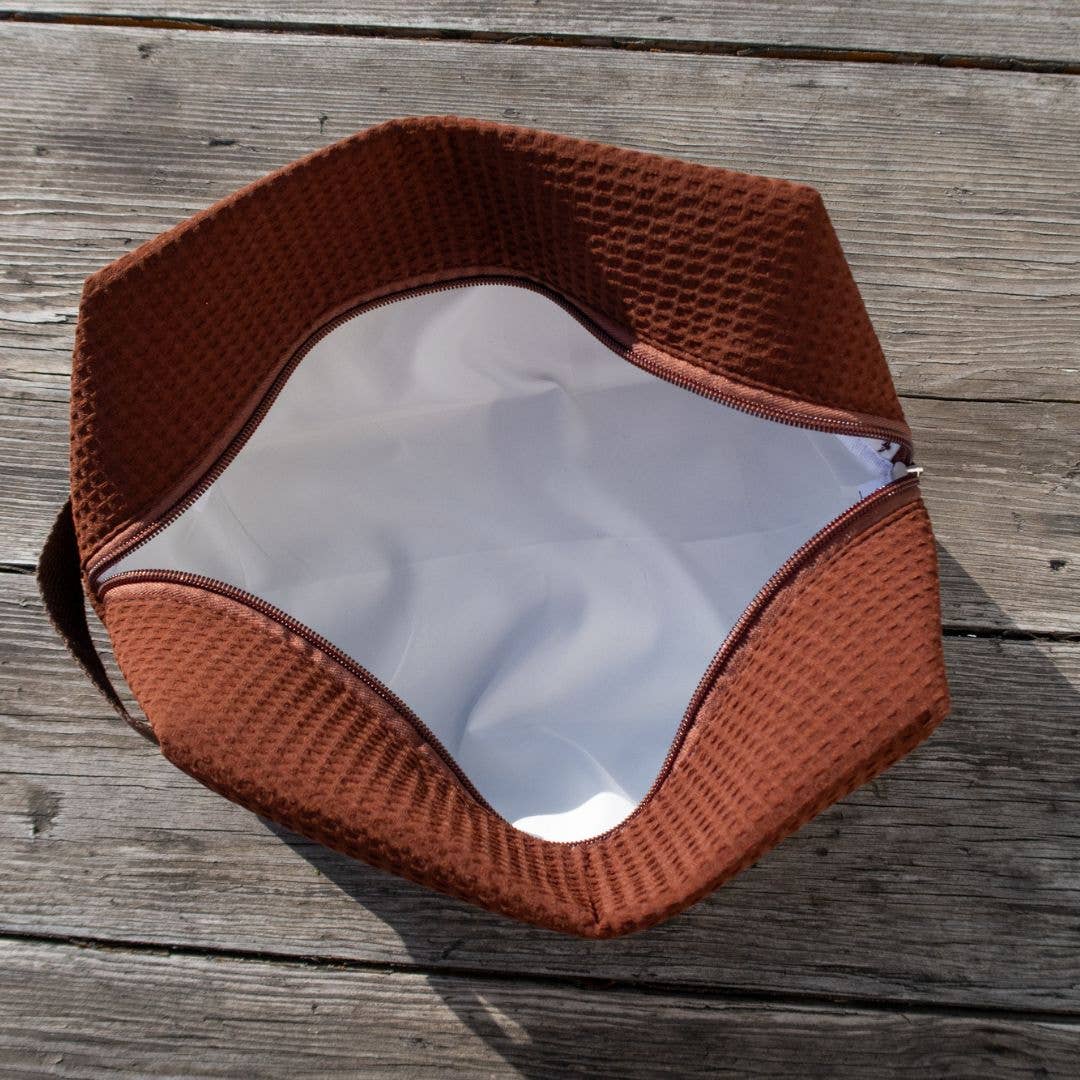 Brown Horseshoe Makeup Travel Bag