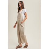 Gingham Denim Overall - Cream/Taupe