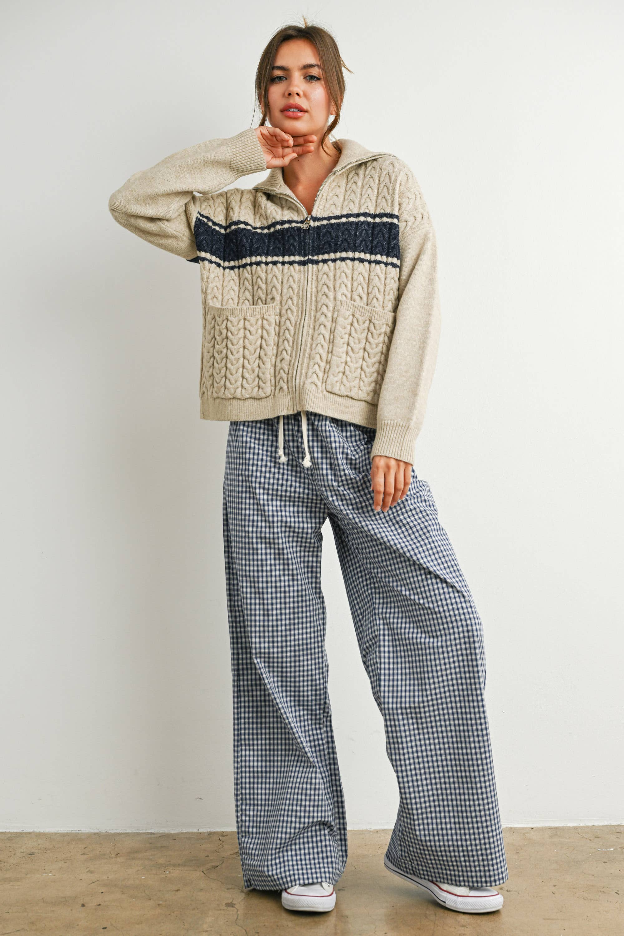 Loose-Fit Adjustable Tie-Front Pants