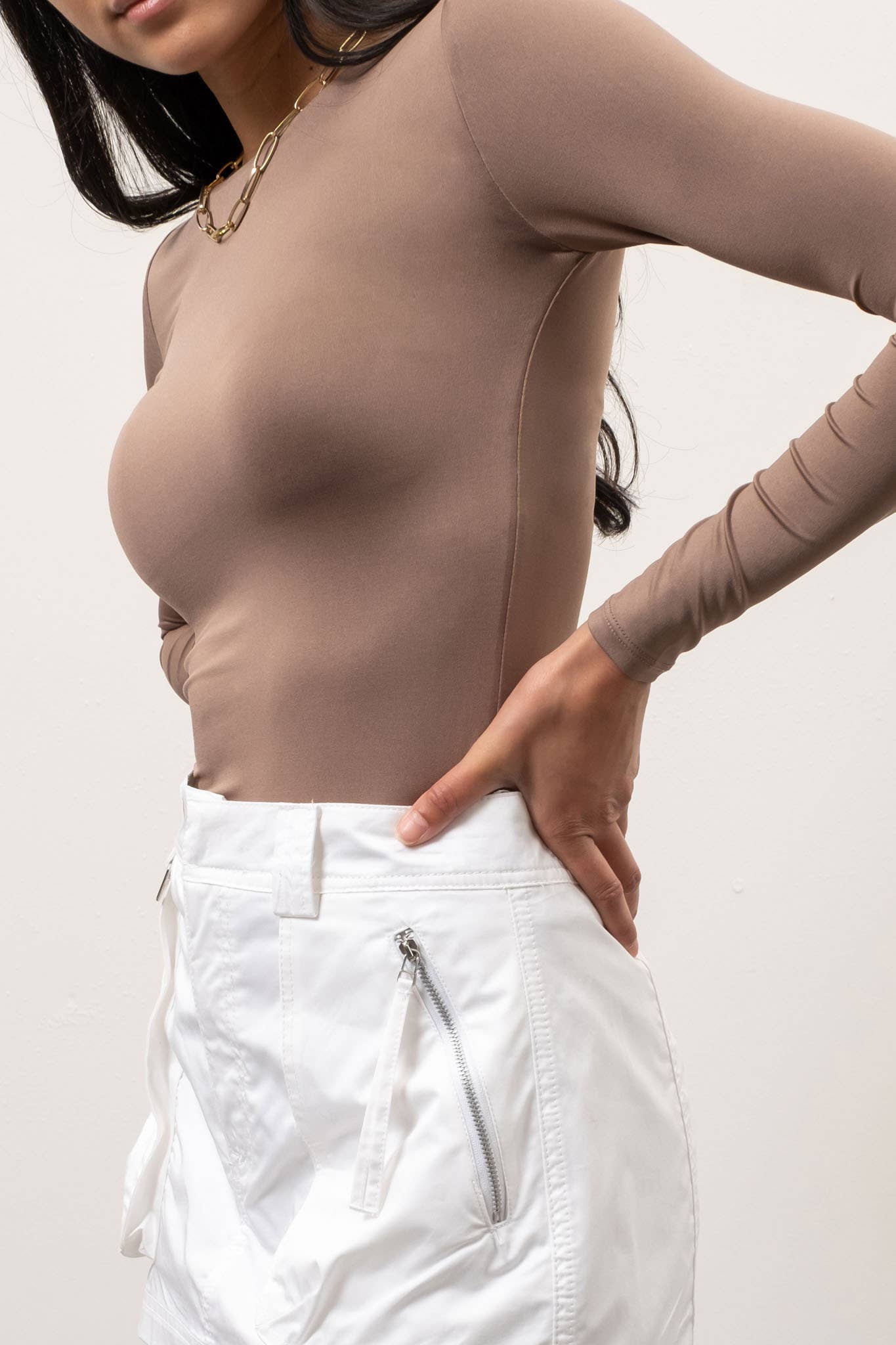 Round Neck Long Sleeve Fitted Top