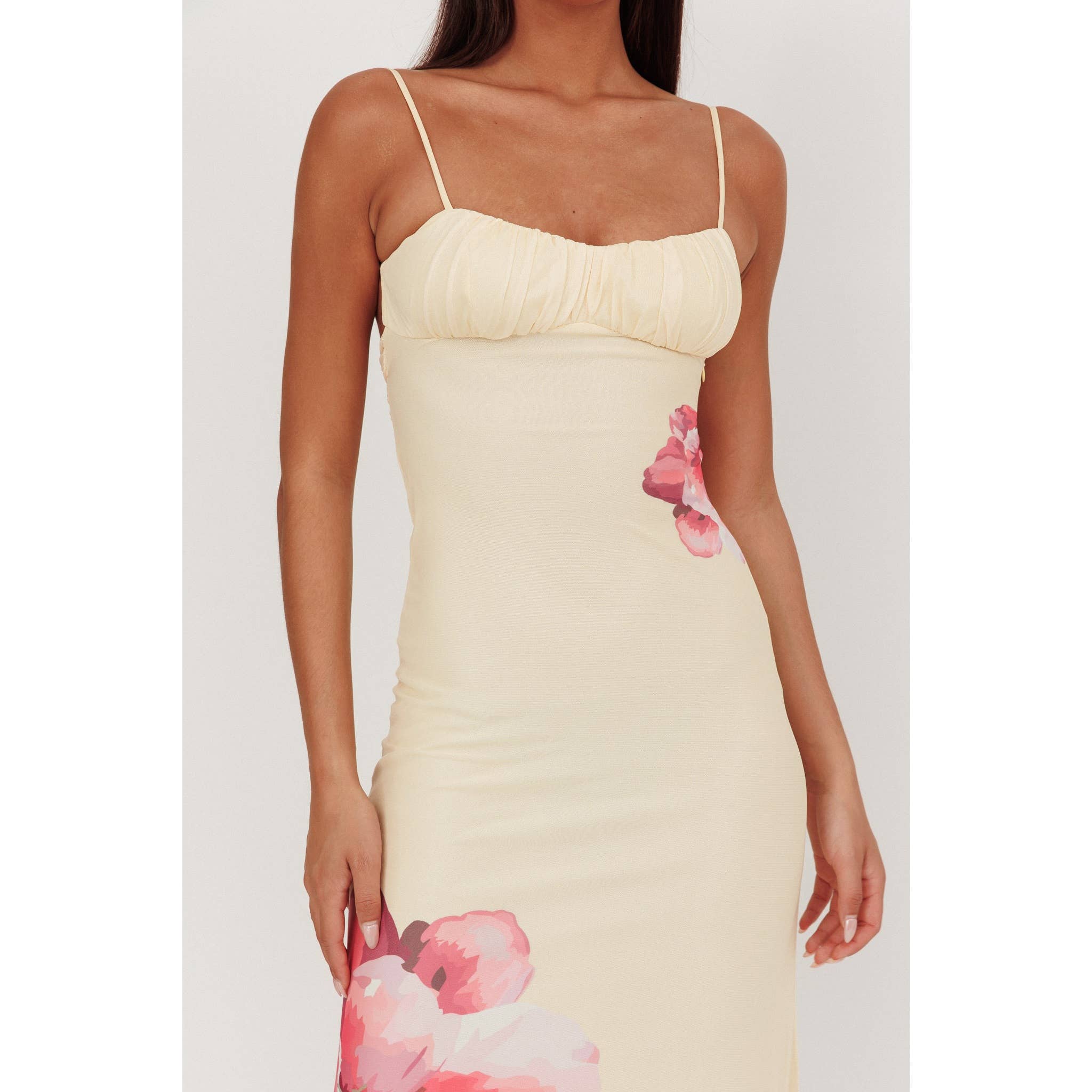 Floral Mesh Midi Dress