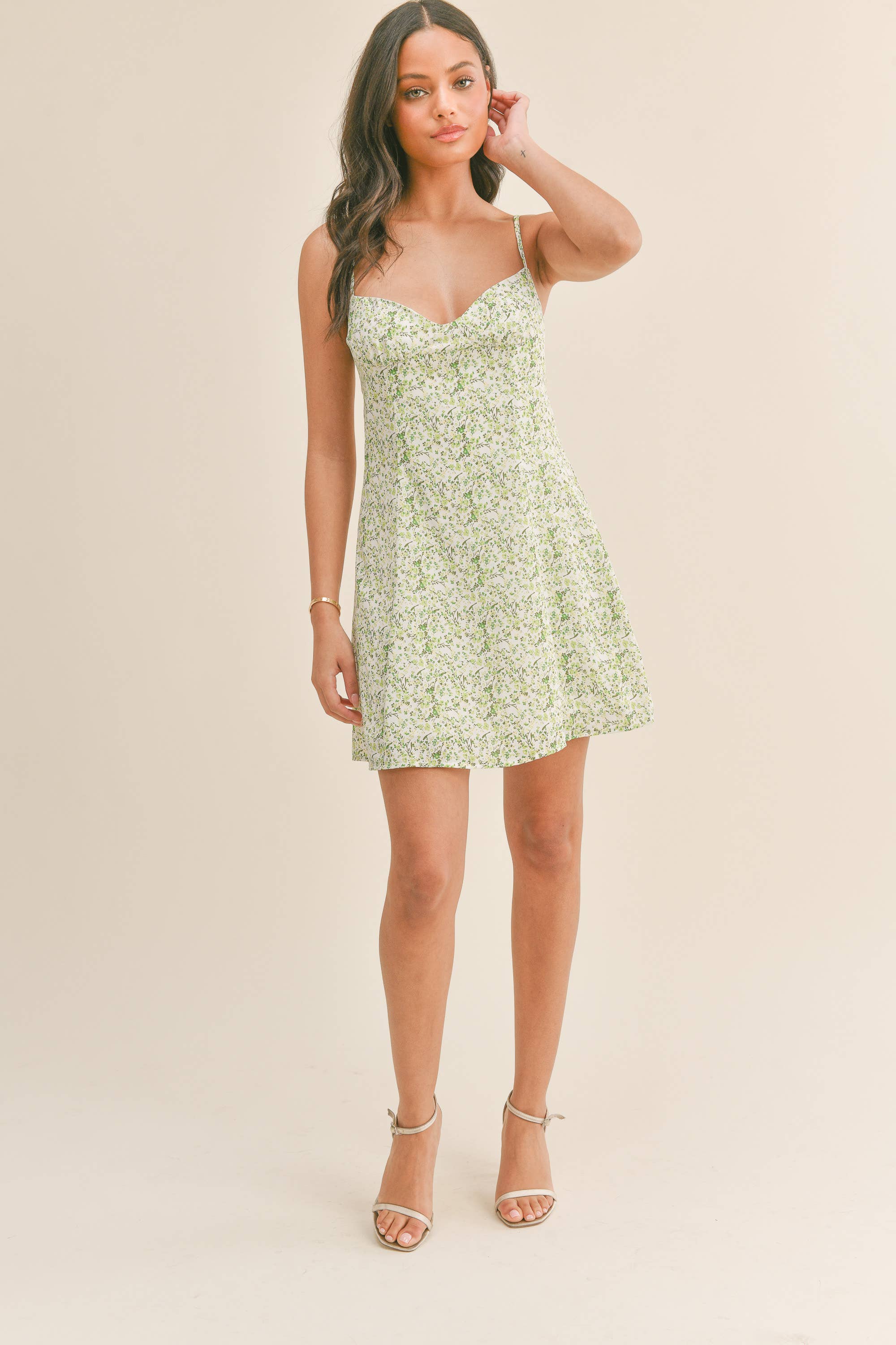 Green Floral Mini Dress