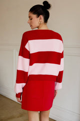 Bella Pink + Red Cardigan