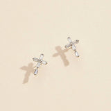CZ Cross Gold Dip Stud Earrings