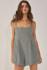Sleeveless Plaid Relaxed Romper