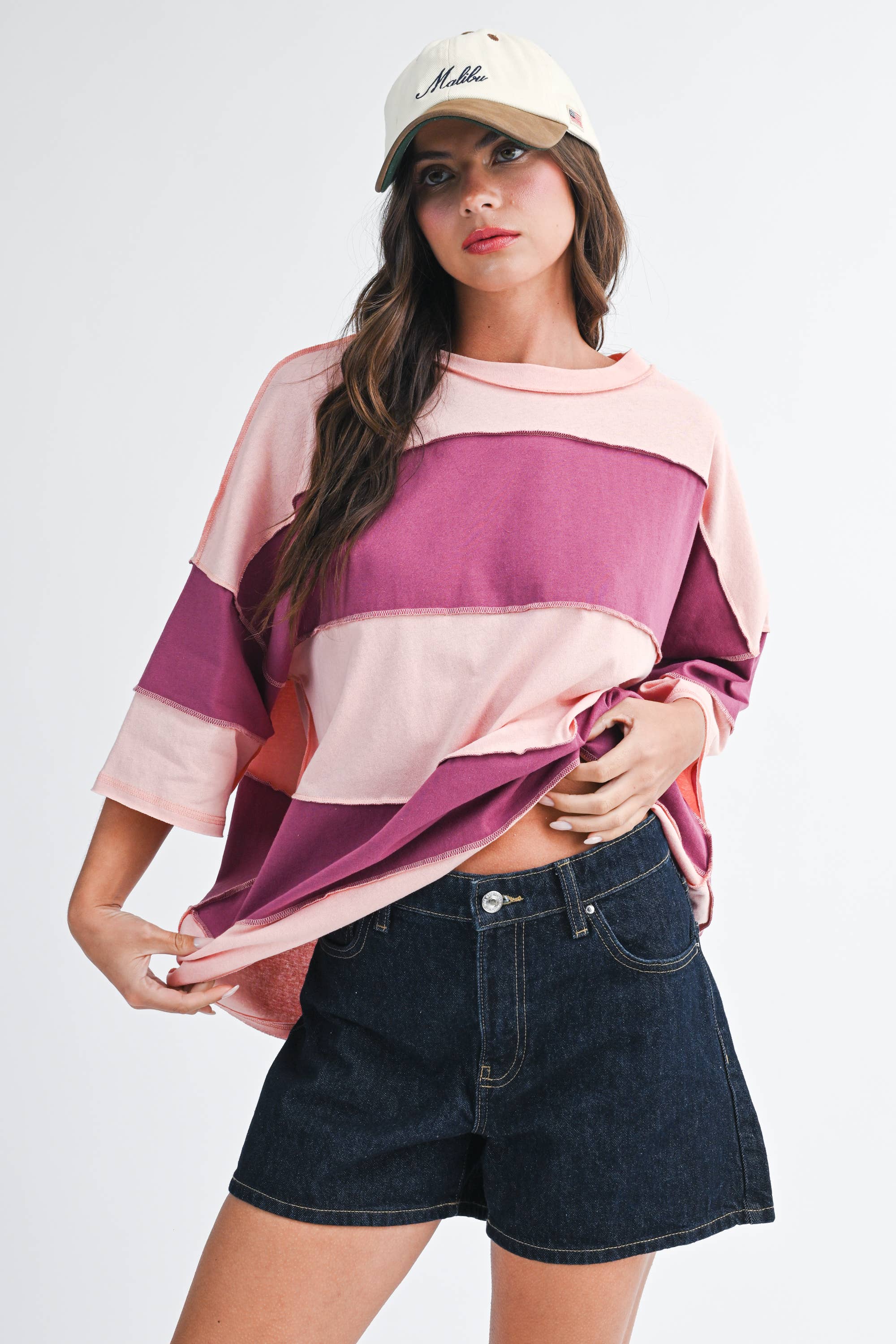 Polly Color Block Top Tee Shirt