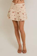 Floral Twill Mini Skirt