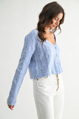 Scallop Hem Cable Knit Cardigan