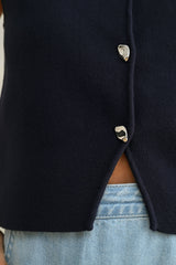 Metal Button Knit Vest